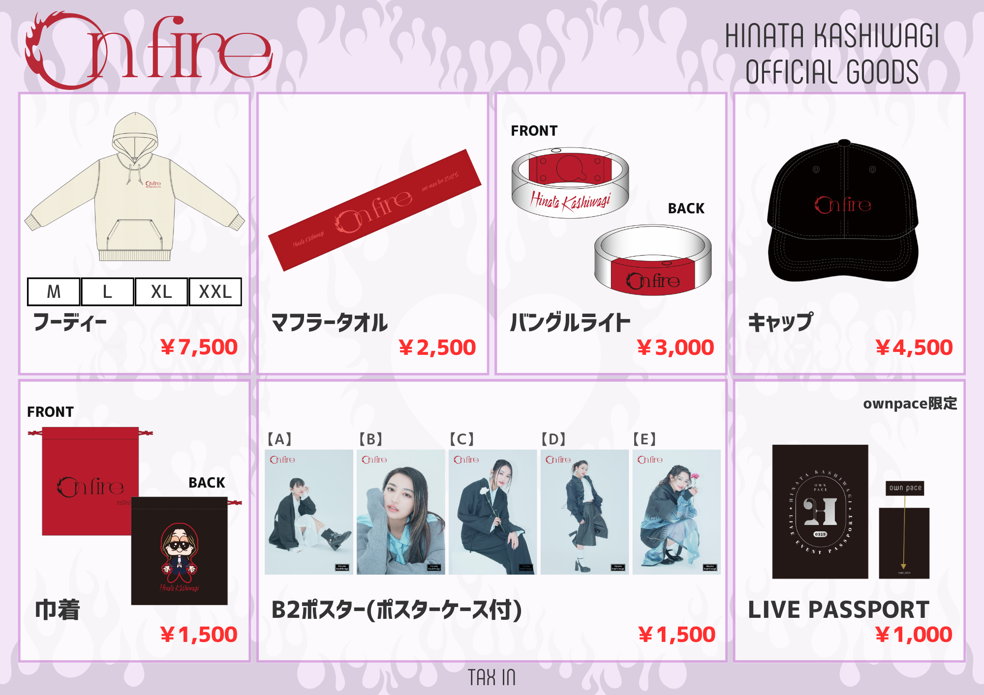 186000 現状品 タレントグッズまとめ売り 26点まとめ売り [1000025392943] HINATA KASHIWAGI one man live 2026 「on fire」 大阪公演 ライブ